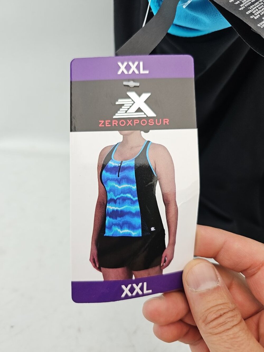 Zeroxposur Women's Blue Tie Dye Tankini Top - Picture 3 of 5